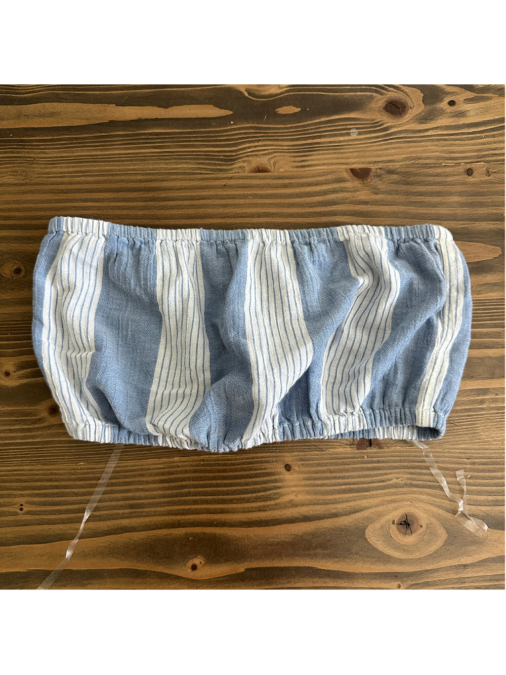 American Eagle Women's Bandeau Tube Top Small Blue White Striped Strapless
